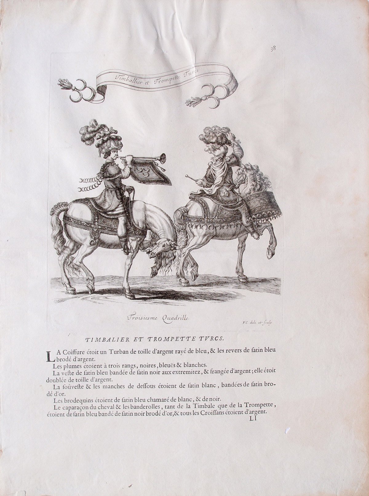 stampa antica equitazione turchi