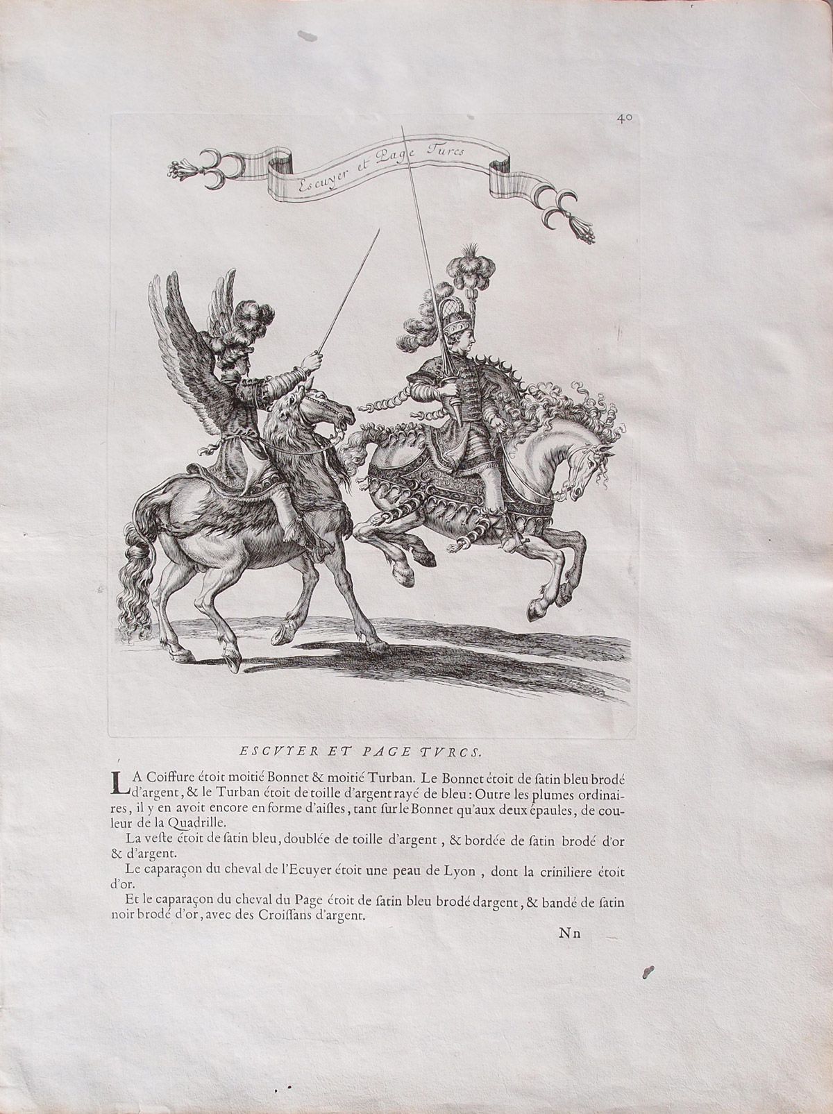 stampa antica equestre scudiero