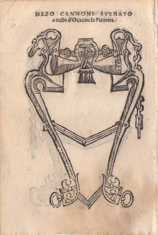 stampa antica finimenti cannone svenato