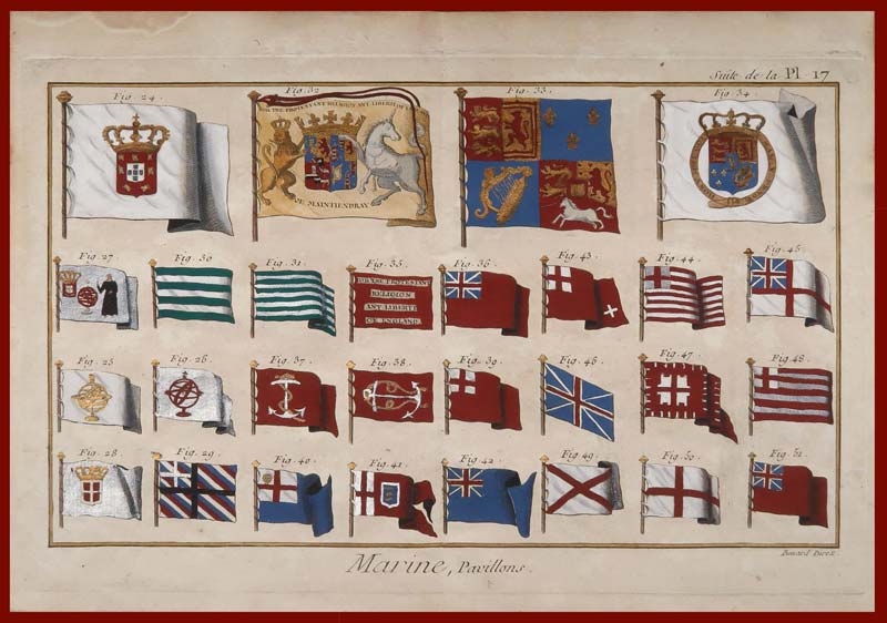 stampa antica vessilli marina