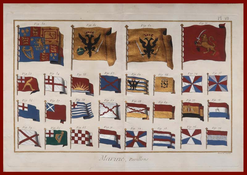 stampa antica vessilli marina