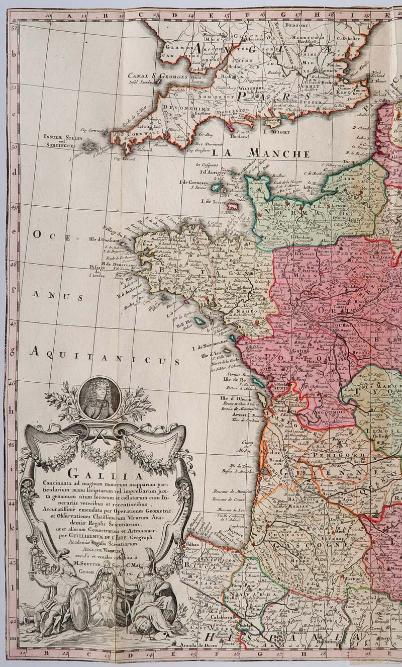 carta geografica gallia seutter