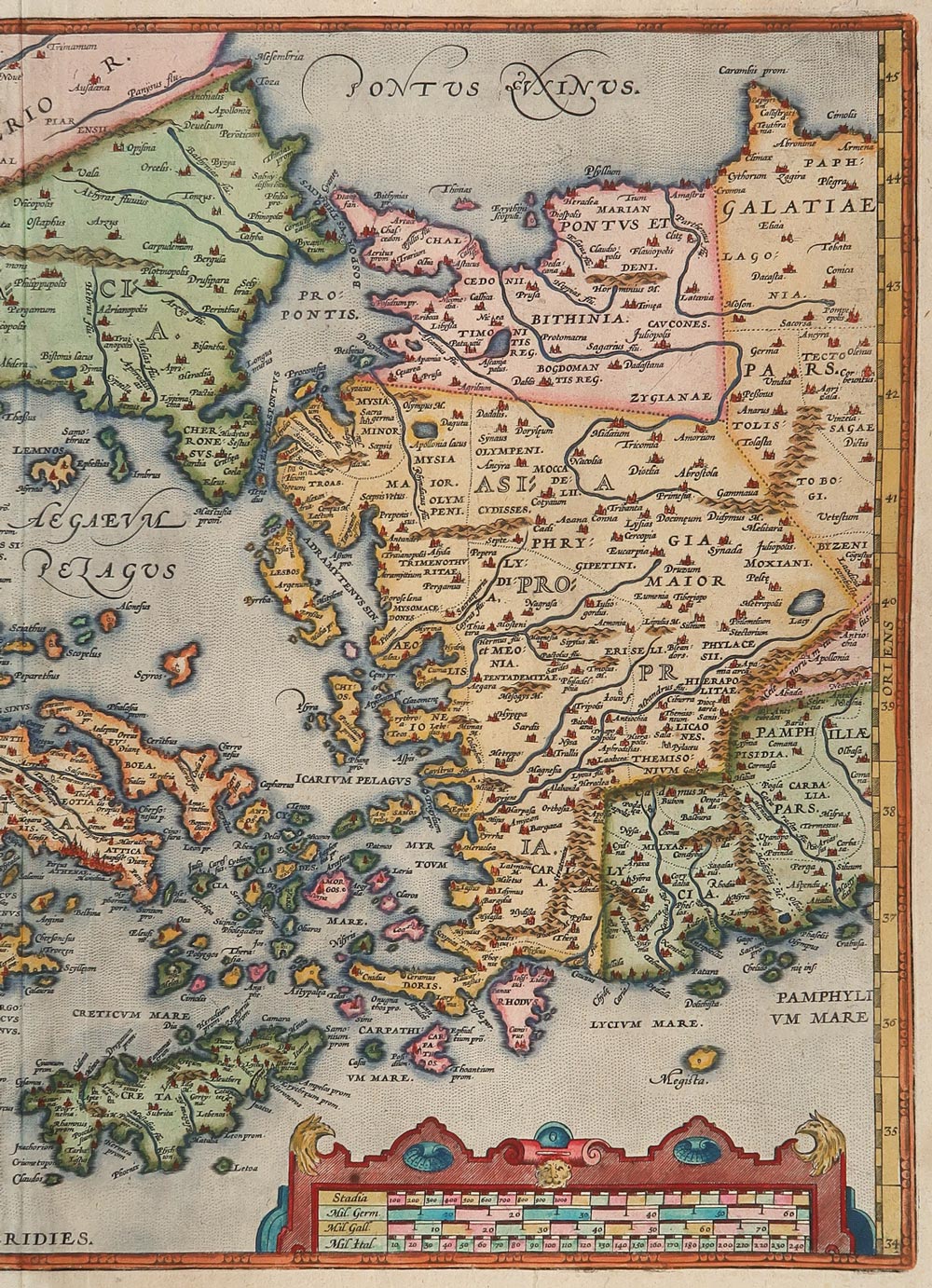 carta geografica graecia sophiani ortelius