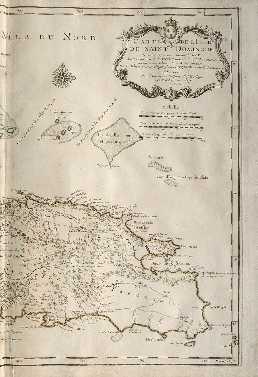 carta geografica hispaniola de l'isle