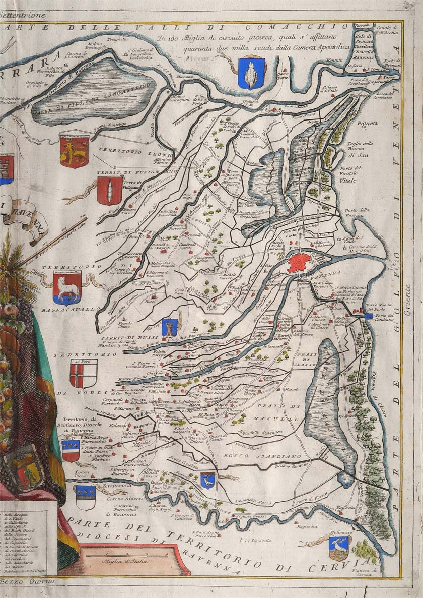 carta geografica territorio ravenna coronelli