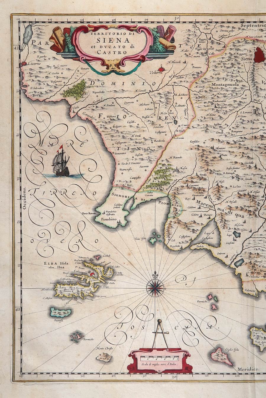carta geografica territorio siena ducato castro