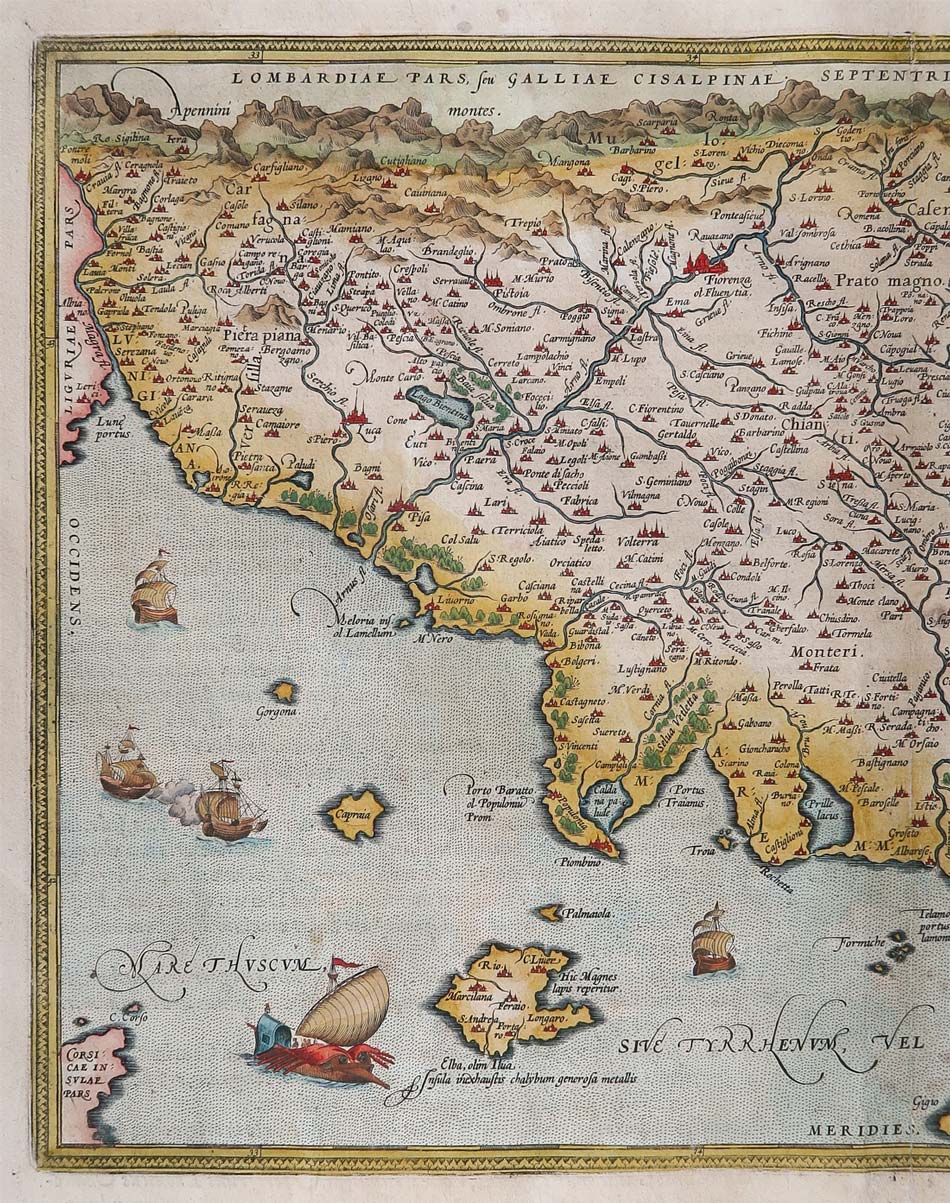 carta geografica thusciae bellarmato ortelio