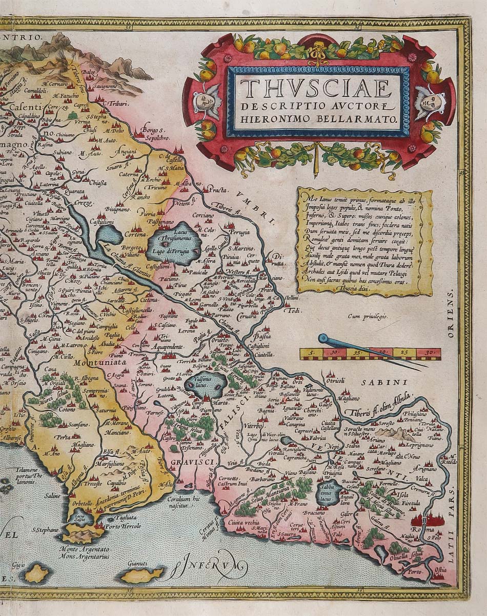 carta geografica thusciae bellarmato ortelio