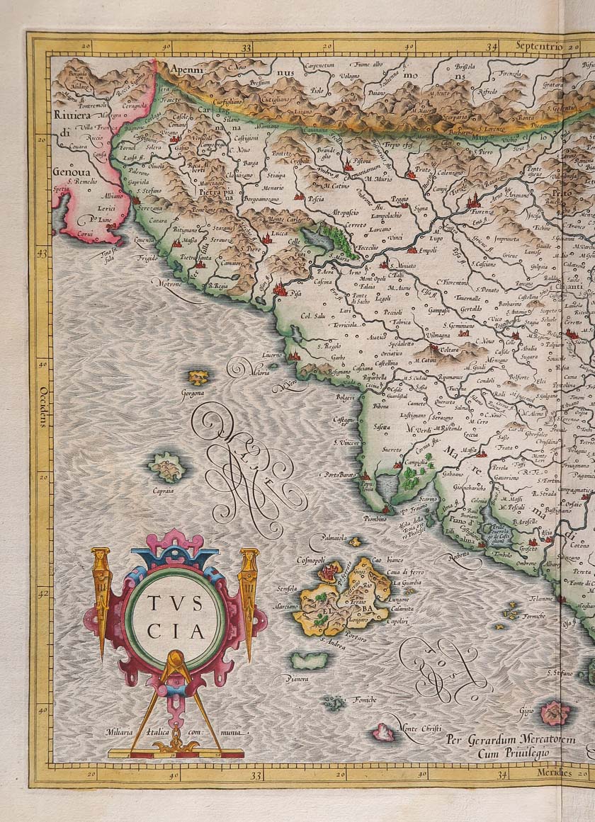 carta carta geografica tuscia mercatore