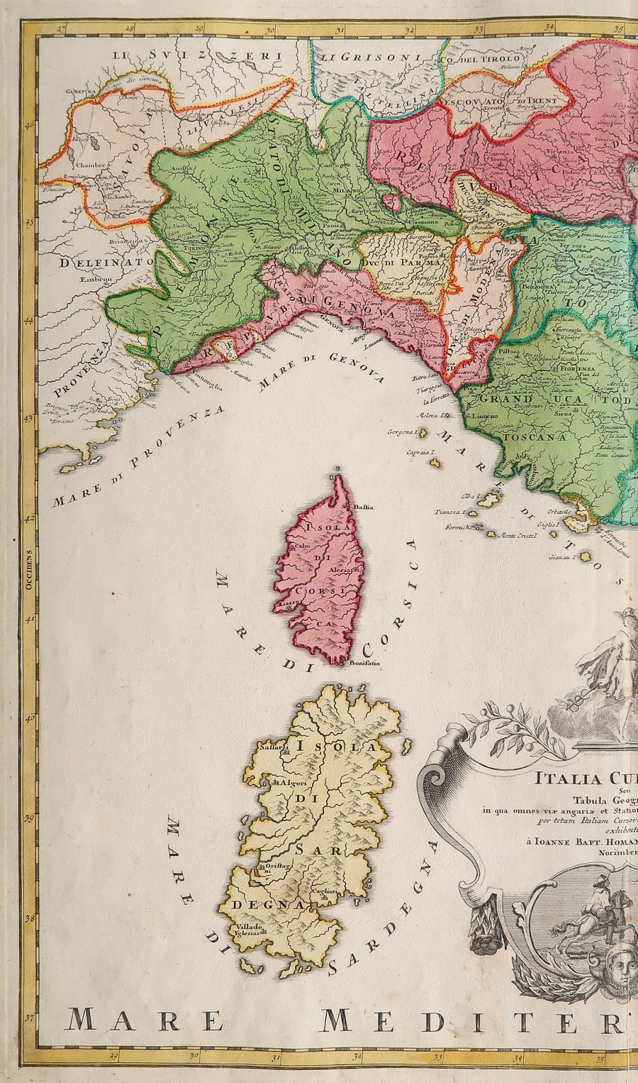 italia cursoria tabula geographica