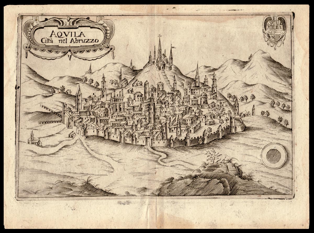 stampa antica aquila città abruzzo bolzetta
