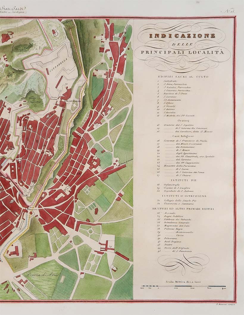 stampa antica cagliari dettaglio