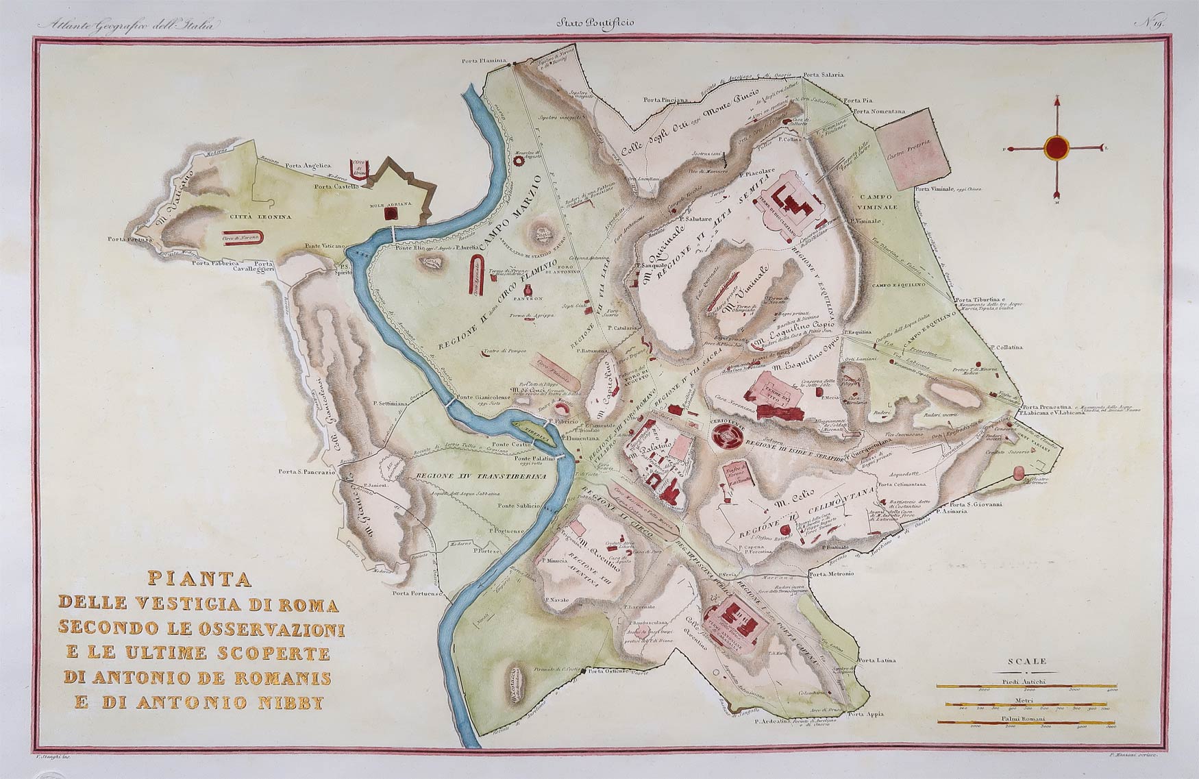 stampa antica pianta vestigia roma