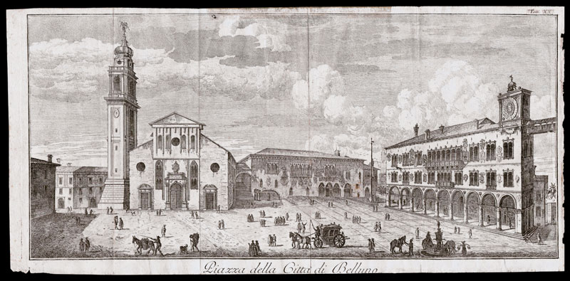 stampa antica piazza belluno salmon