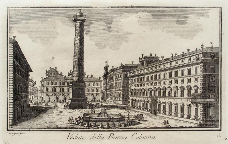 stampa antica piazza colonna cassini stampa piazza colonna cassini