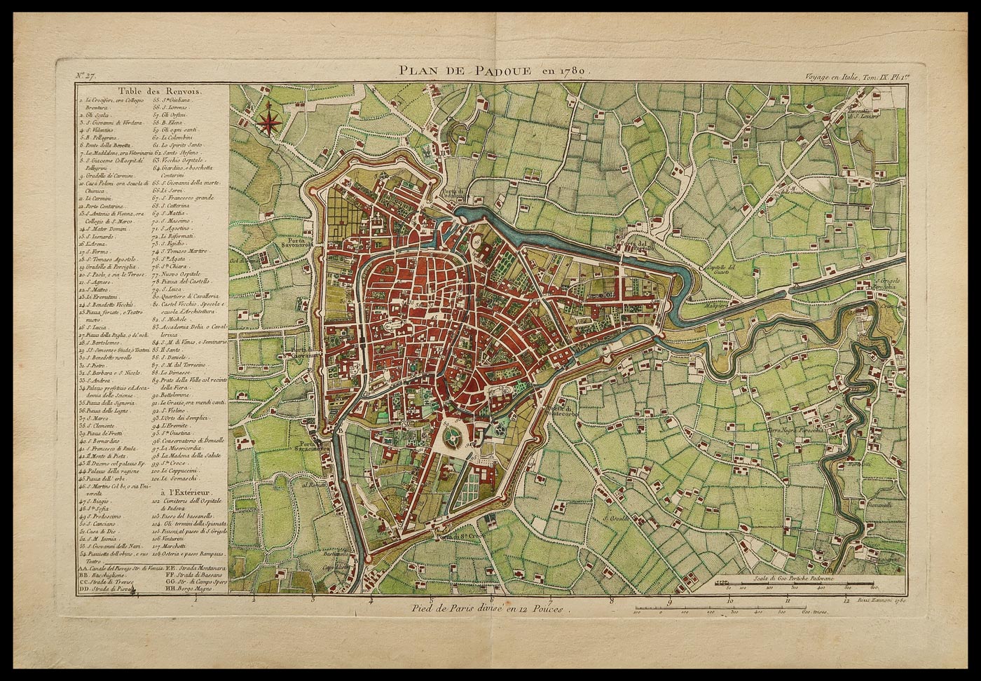 stampa antica plan padoue delalande
