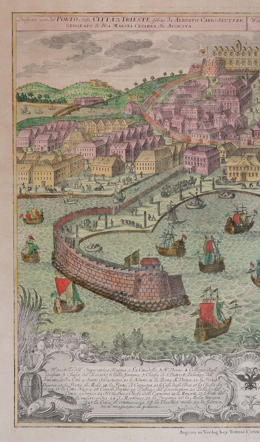 stampa antica porto trieste seutter