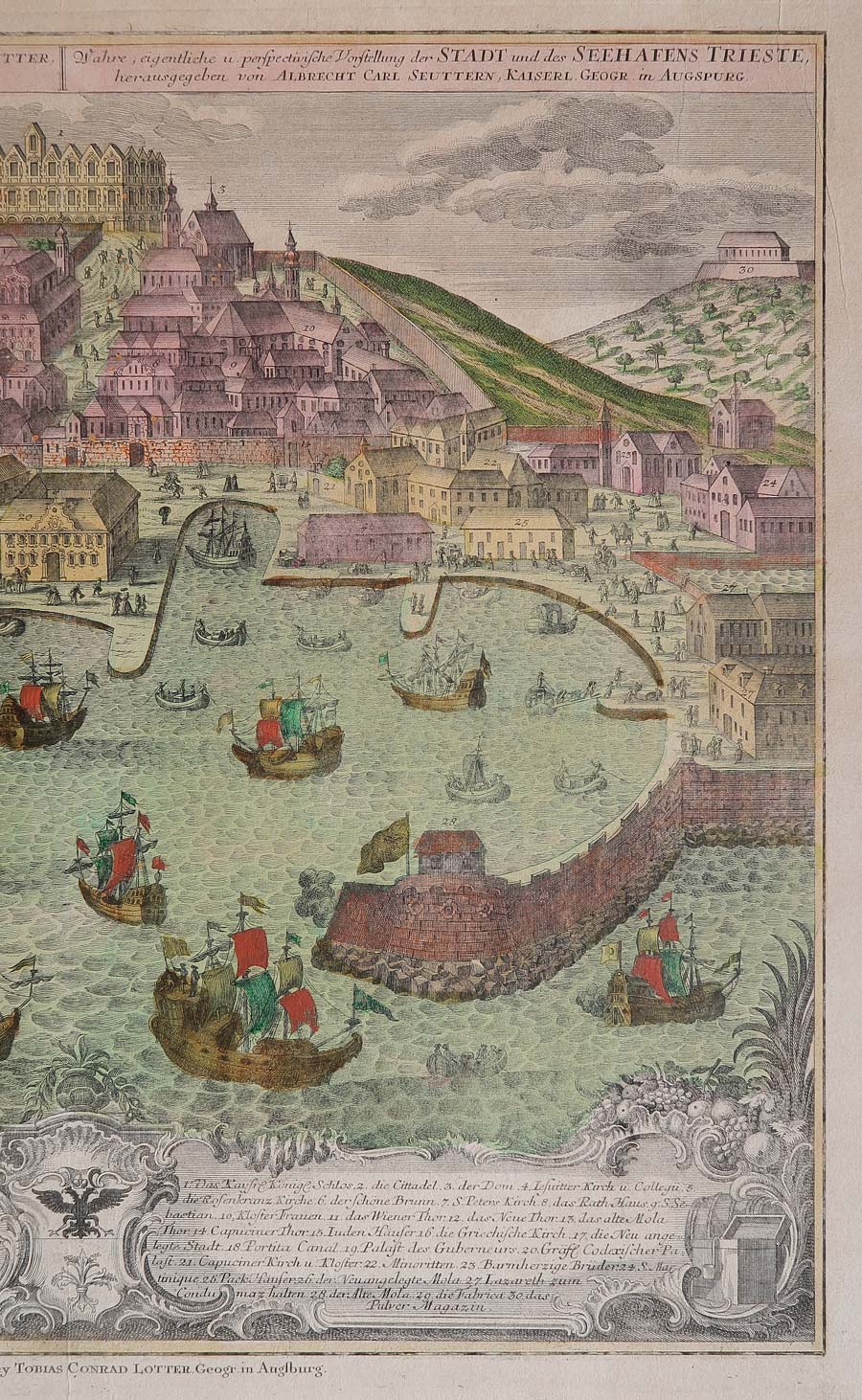 stampa antica porto trieste seutter