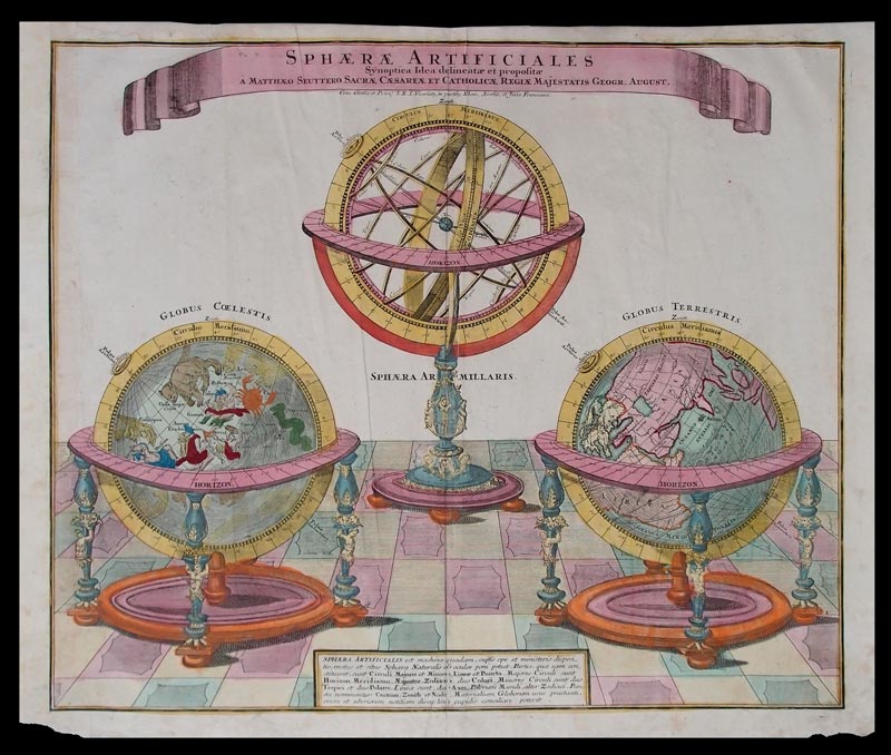 stampa antica sfere artificiali seutter