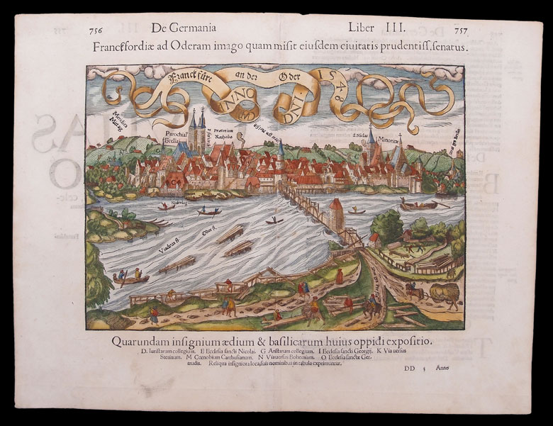 Stampa antica paesaggio Francoforte Oder
