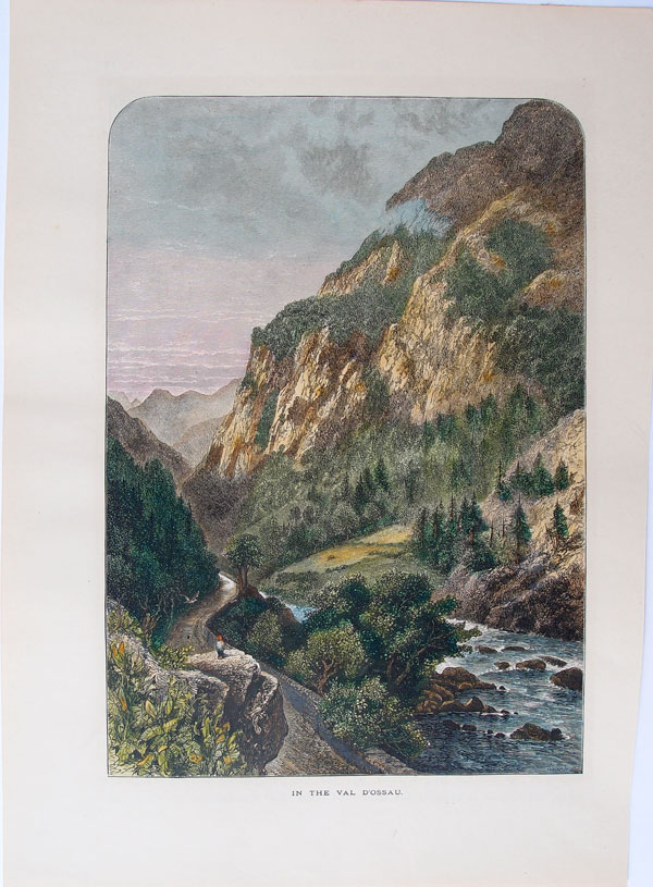 stampa antica paesaggio val ossau