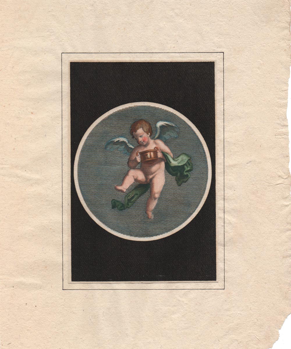 stampa antica putto coppa