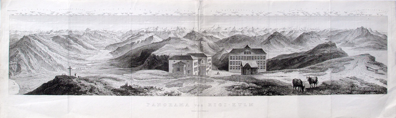 stampa antica panorama rigi-kulm