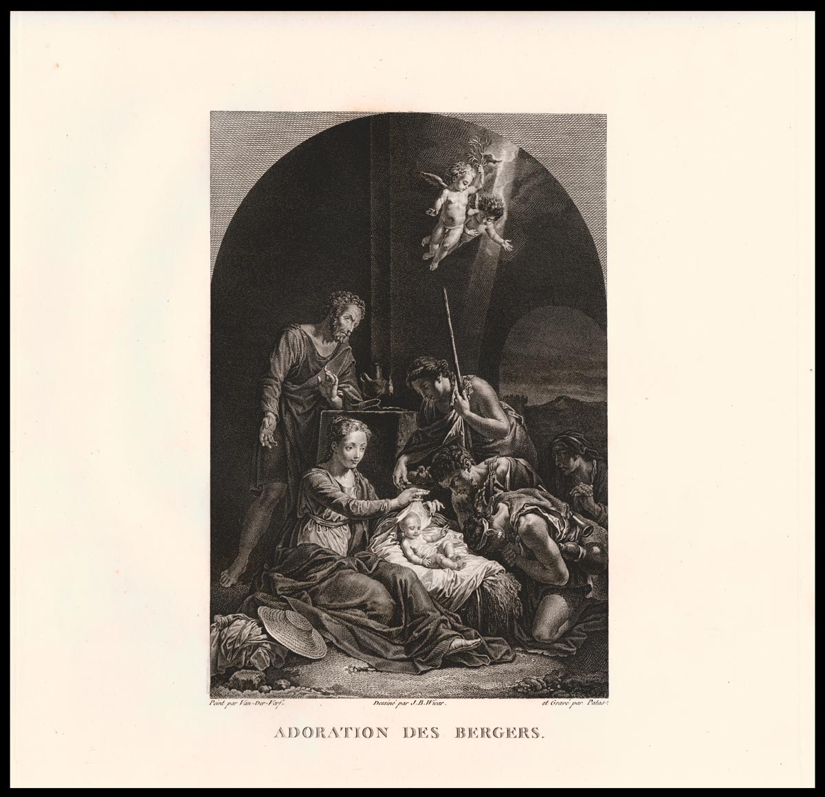 stampa antica adoration bergers patas