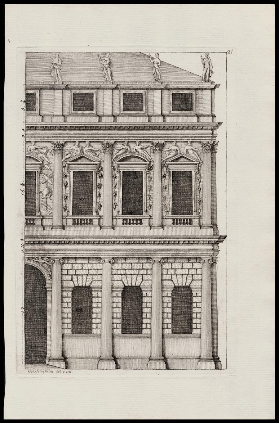 stampa antica facciata palazzo barbaran