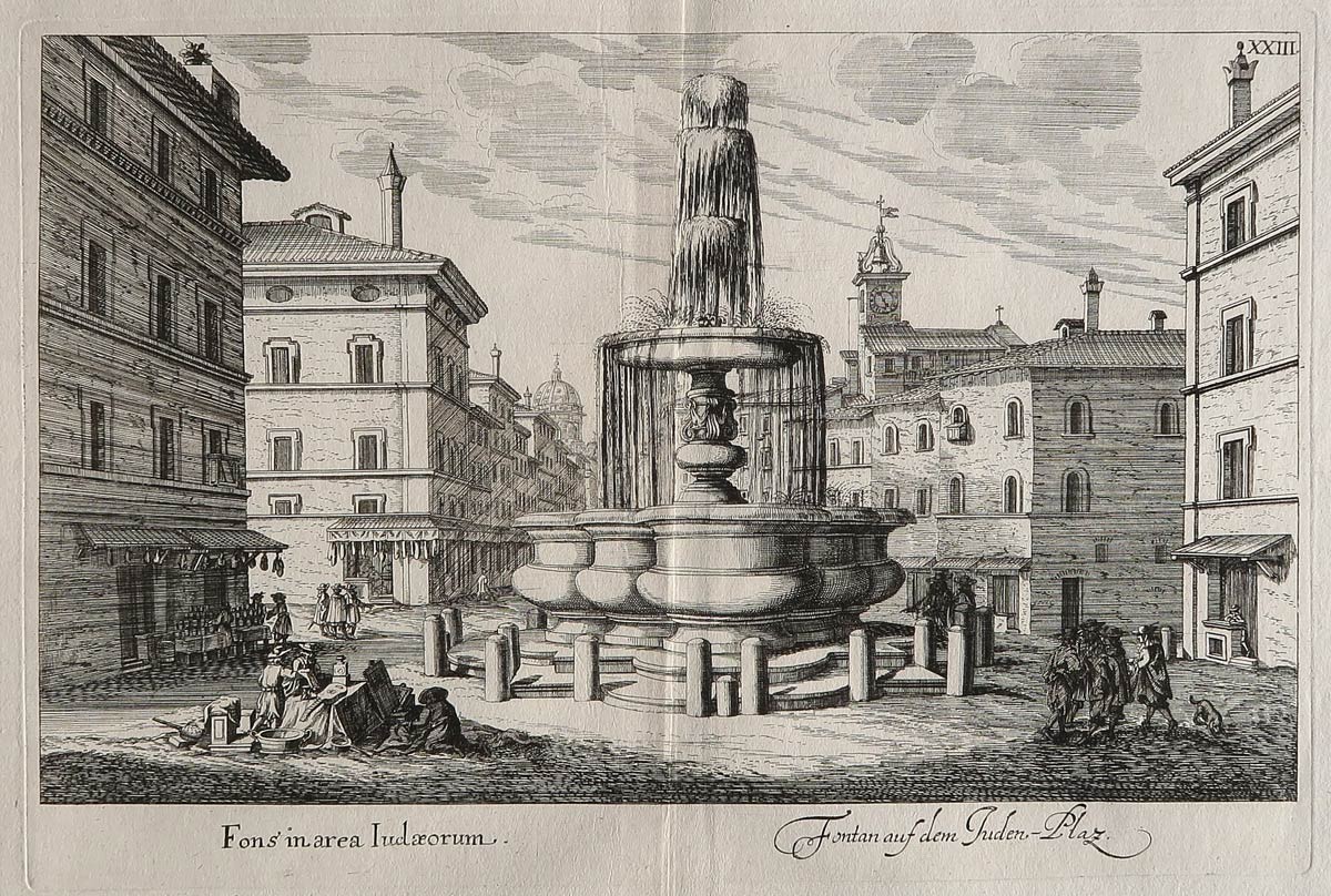 stampa antica fontana pianto ghetto roma stampa antica fontana ghetto roma
