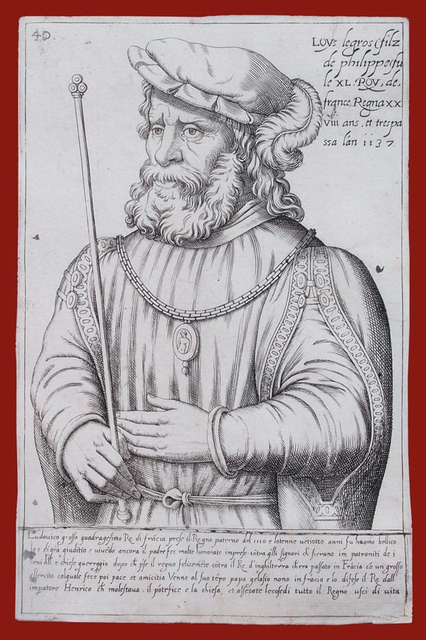stampa antica re francia luigi grosso