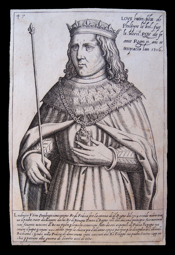 stampa antica re francia luigi x