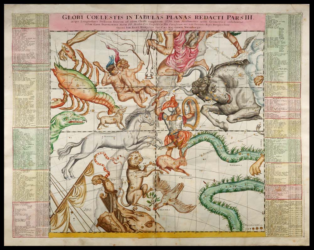 stampa antica globi celesti pars 3 doppelmayr