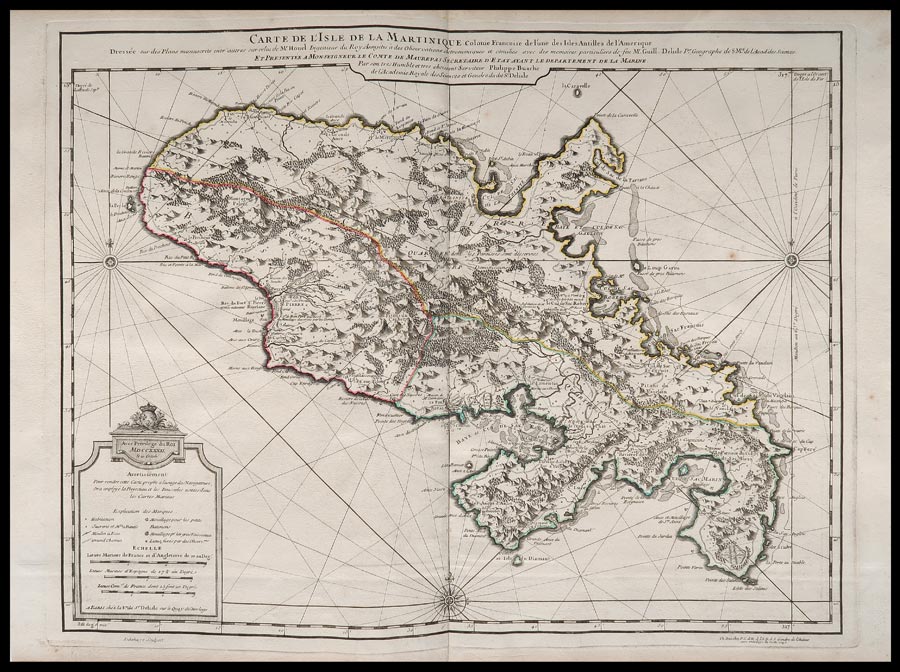 carta geografica antica martinica de l'isle