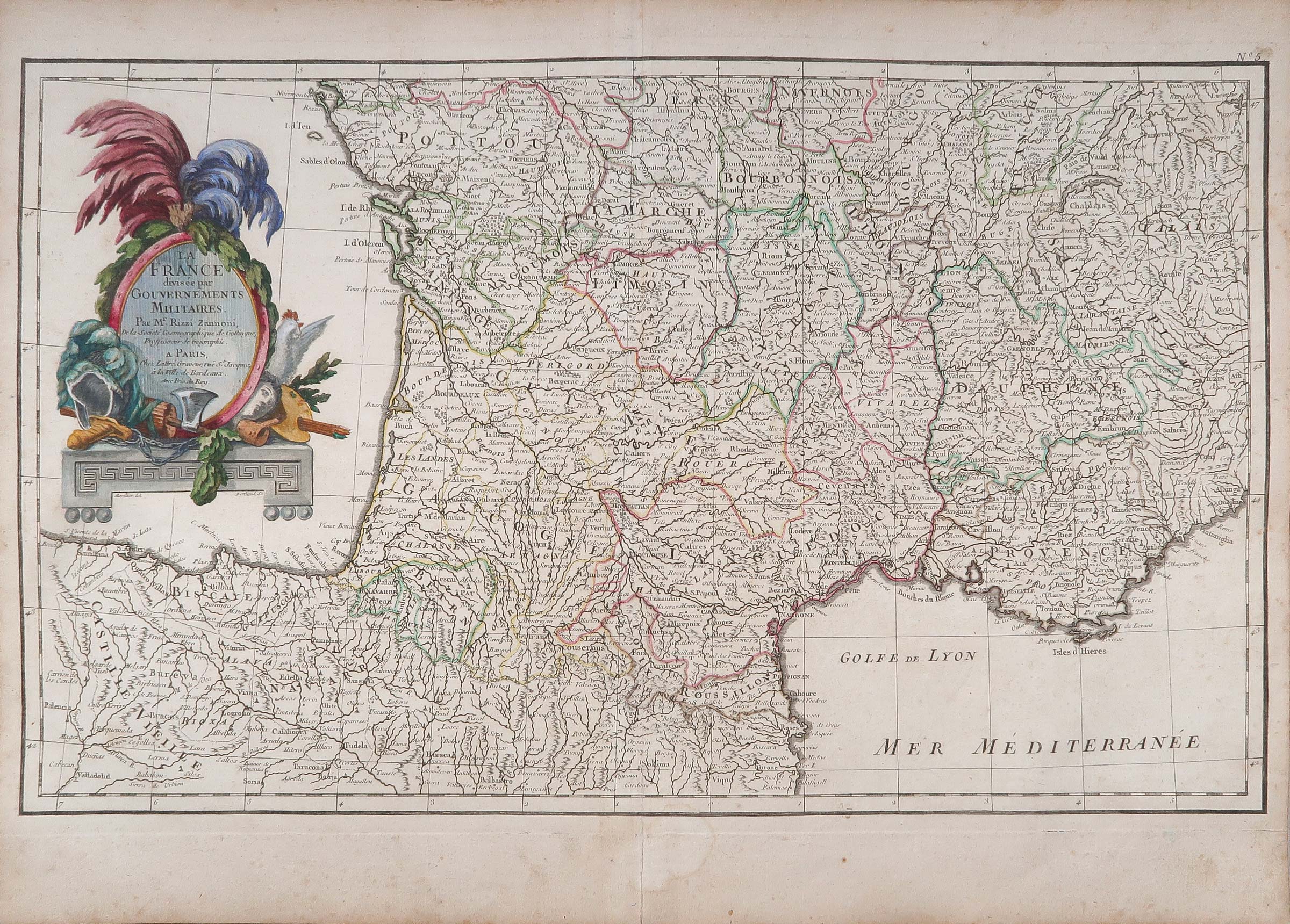 carta geografica francia meridionale rizzi zannoni