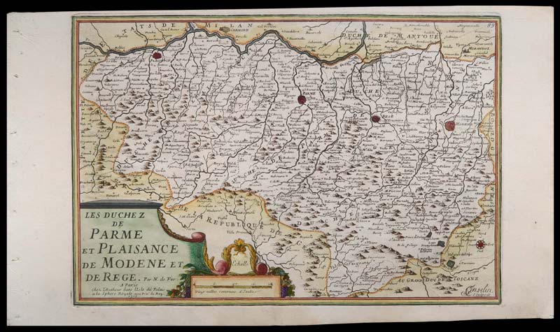 carta geografica emilia romagna duchez parme plaisance modene de fer