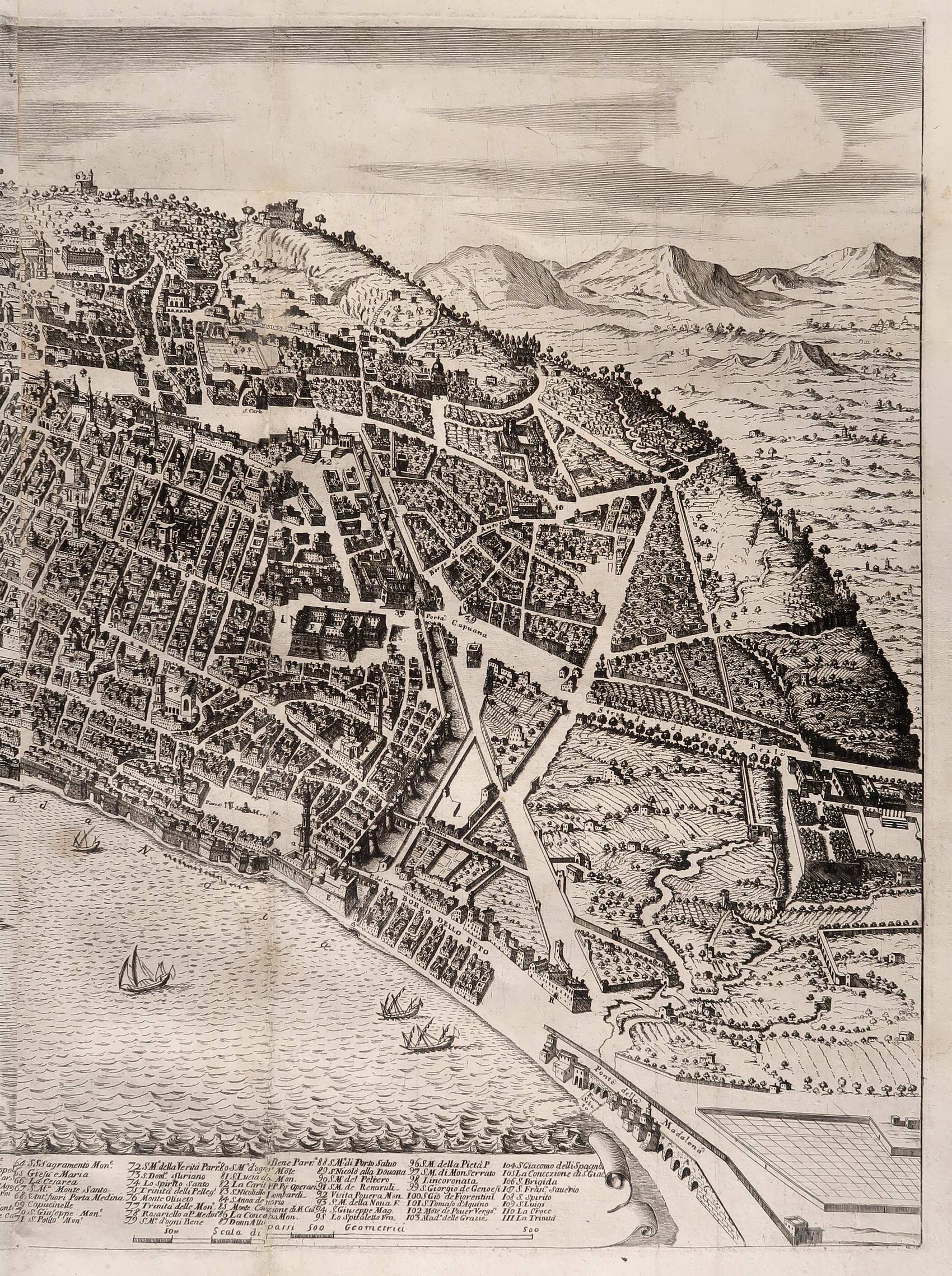 stampa antica pianta alzata città napoli petrini stampa antica pianta alzata città napoli