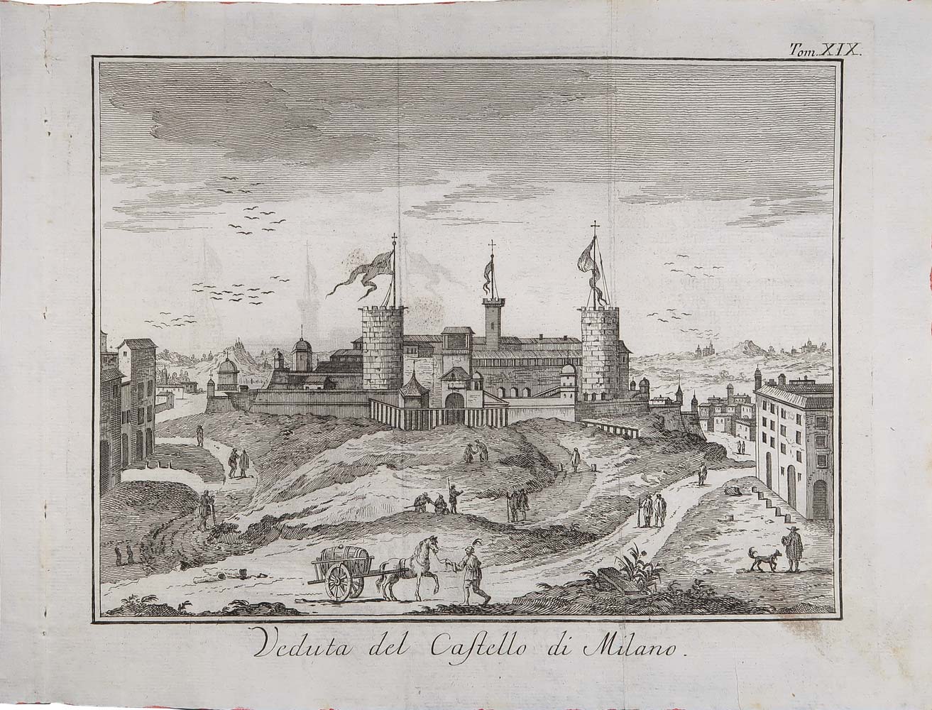stampa antica castello milano albrizzi