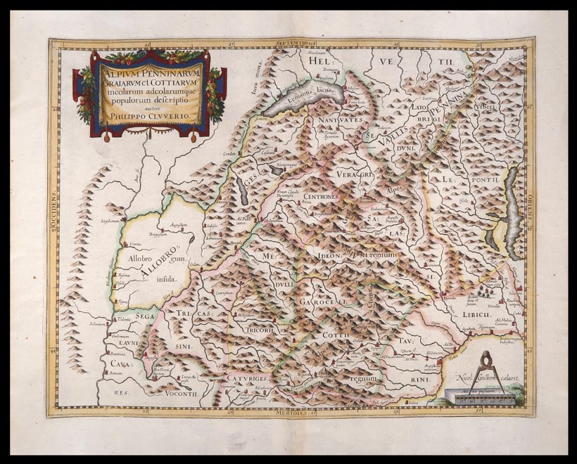 carta geografica antica alpi cluverio