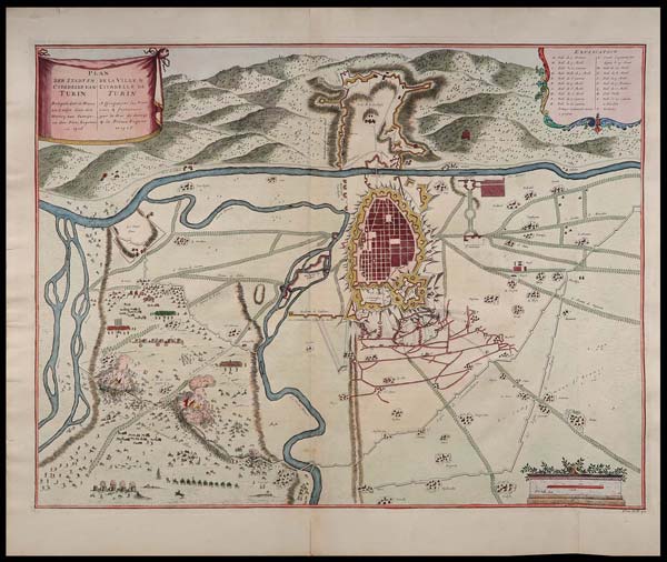 carta geografica plan ville citadelle turin 1706