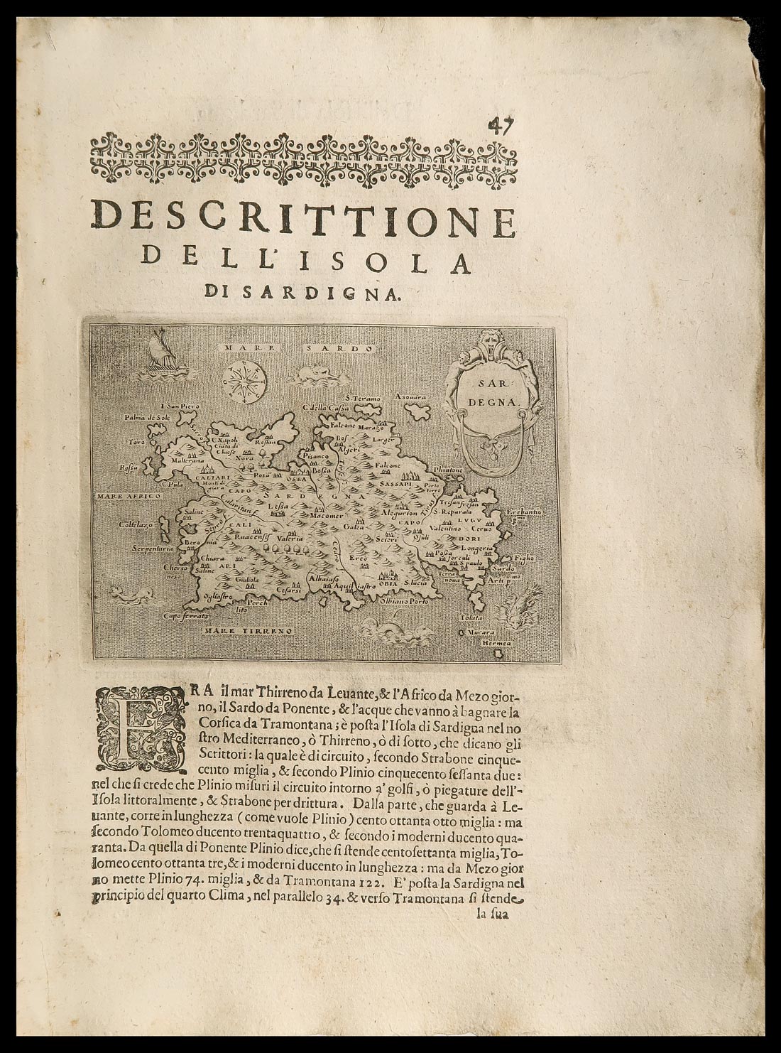 carta geografica descrittione isola sardegna