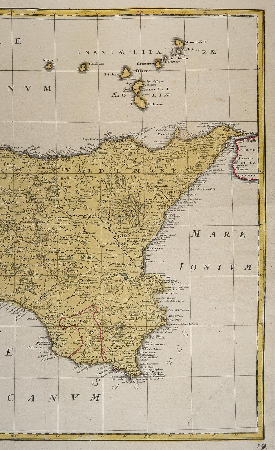 carta geografica antica sicilia dettaglio