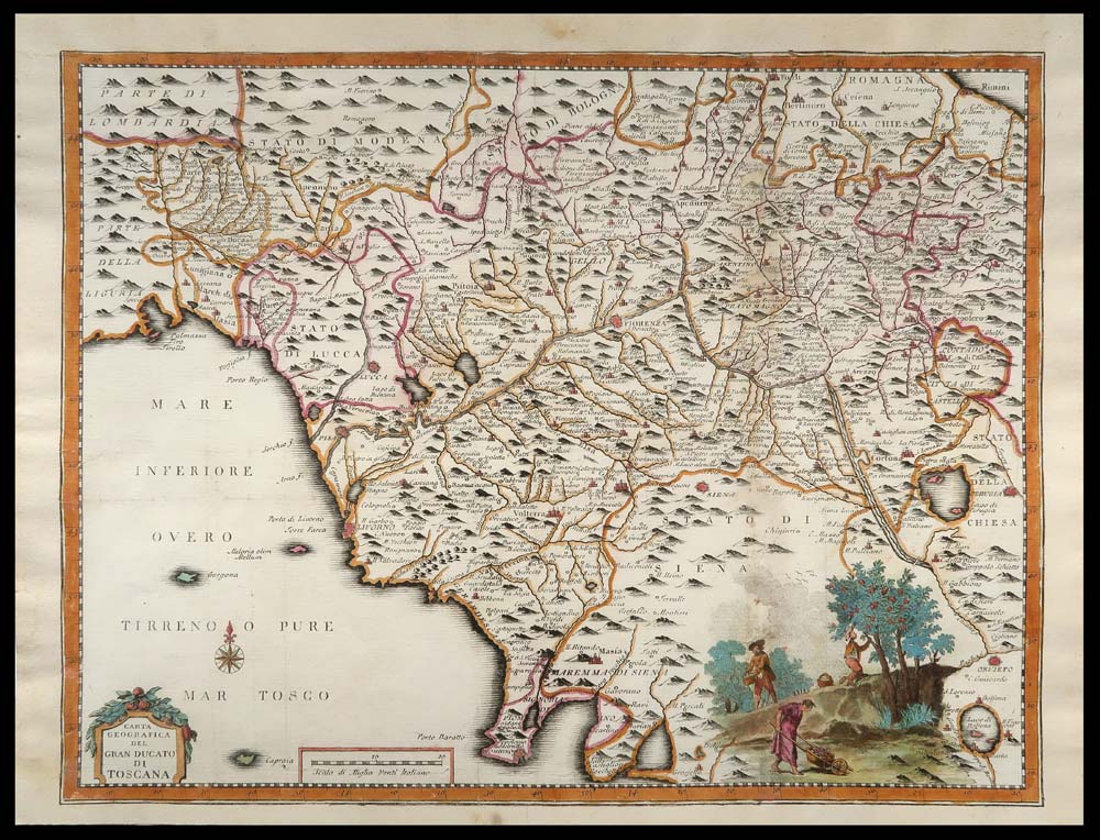 carta geografica gran ducato toscana albrizzi