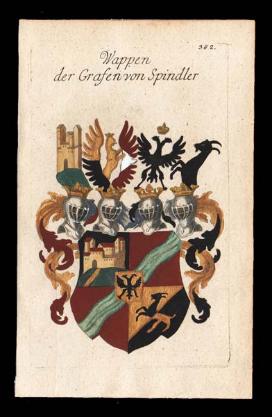 stampa antica araldica conti spindler