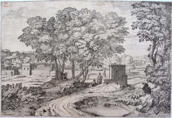 stampa antica paesaggio millet