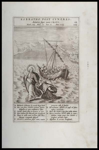 stampa antica ambulat super mare iesus