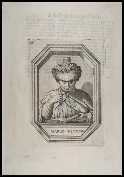 stampa antica ritratto vitruvio